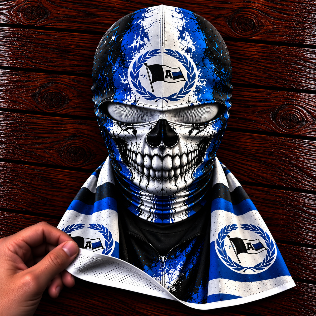 Arminia Bielefeld Horror Balaclava – Gruselige Fußball Fan Sturmhaube | Halloween Maske