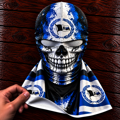Arminia Bielefeld Horror Balaclava – Gruselige Fußball Fan Sturmhaube | Halloween Maske