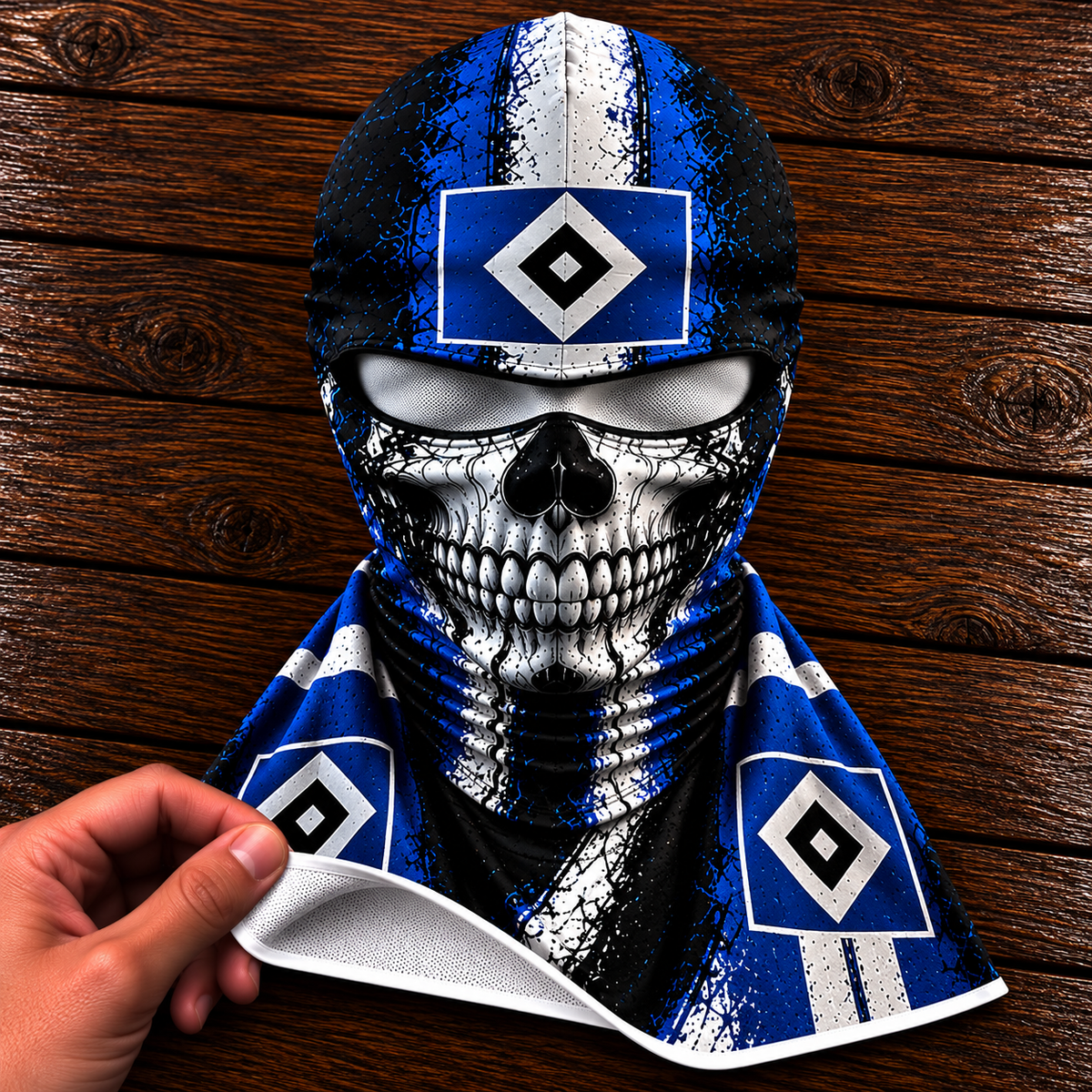 Hamburger SV Horror Balaclava – Gruselige Fußball Fan Sturmhaube | Halloween Maske