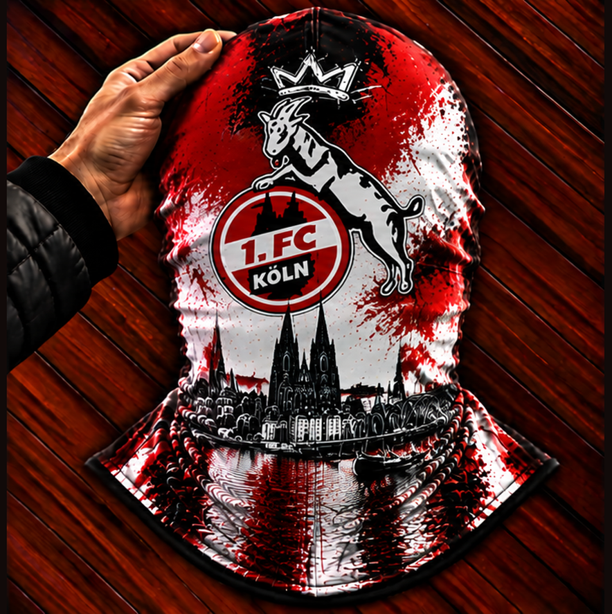 1. FC Köln Ultras Graffiti Balaclava – Fußball Fan Sturmhaube | Premium Streetwear Edition