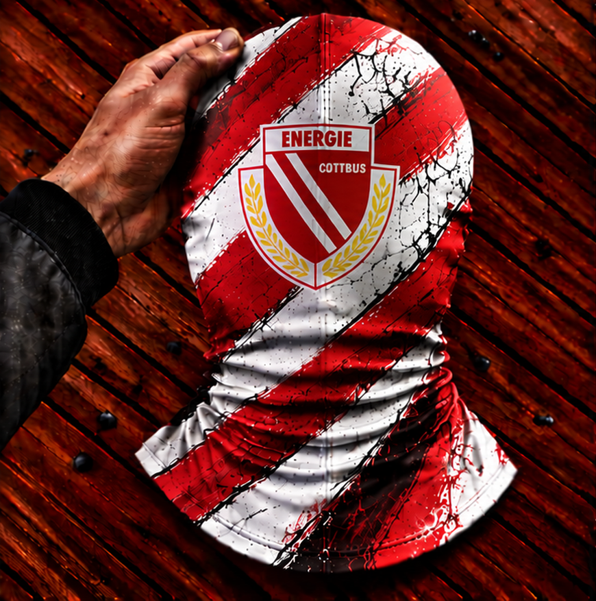 Energie Cottbus Horror Balaclava – Gruselige Fußball Fan Sturmhaube | Halloween Maske