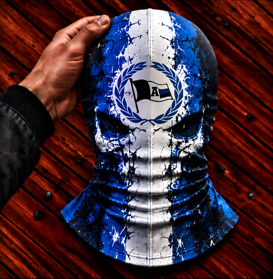 Arminia Bielefeld Horror Balaclava – Gruselige Fußball Fan Sturmhaube | Halloween Maske