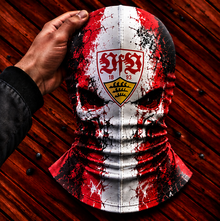 VfB Stuttgart Horror Balaclava – Gruselige Fußball Fan Sturmhaube | Halloween Maske