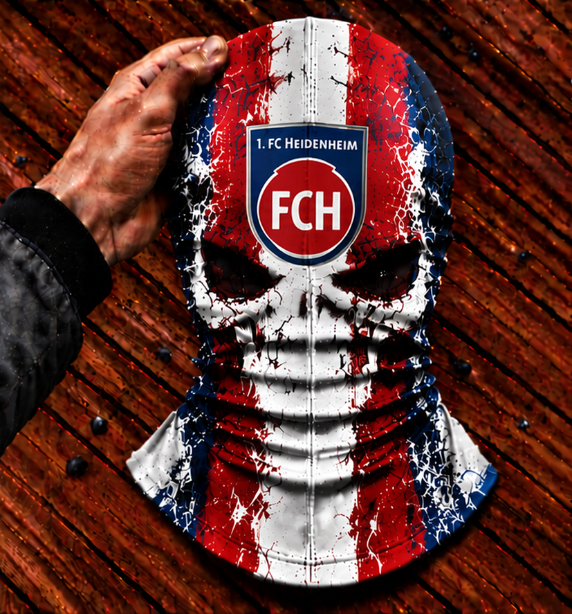 1. FC Heidenheim Horror Balaclava – Gruselige Fußball Fan Sturmhaube | Halloween Maske