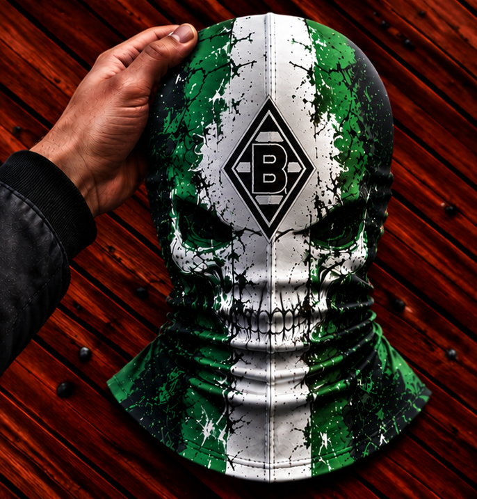 Borussia Mönchengladbach Horror Balaclava – Gruselige Fußball Fan Sturmhaube | Halloween Maske
