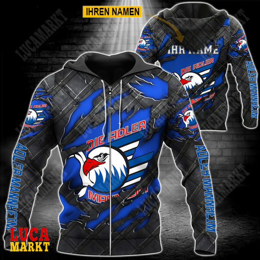 Adler Mannheim - Reißverschluss-Hoodie Neue Edition mit Ihrem Namen