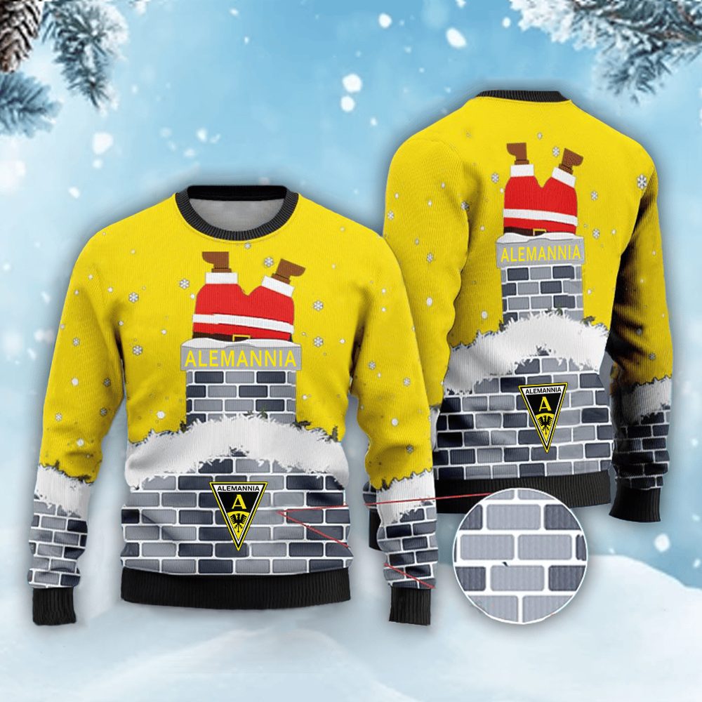 Neues Modell: Alemannia Aachen Weihnachtspullover mit Weihnachtsmann-Motiv