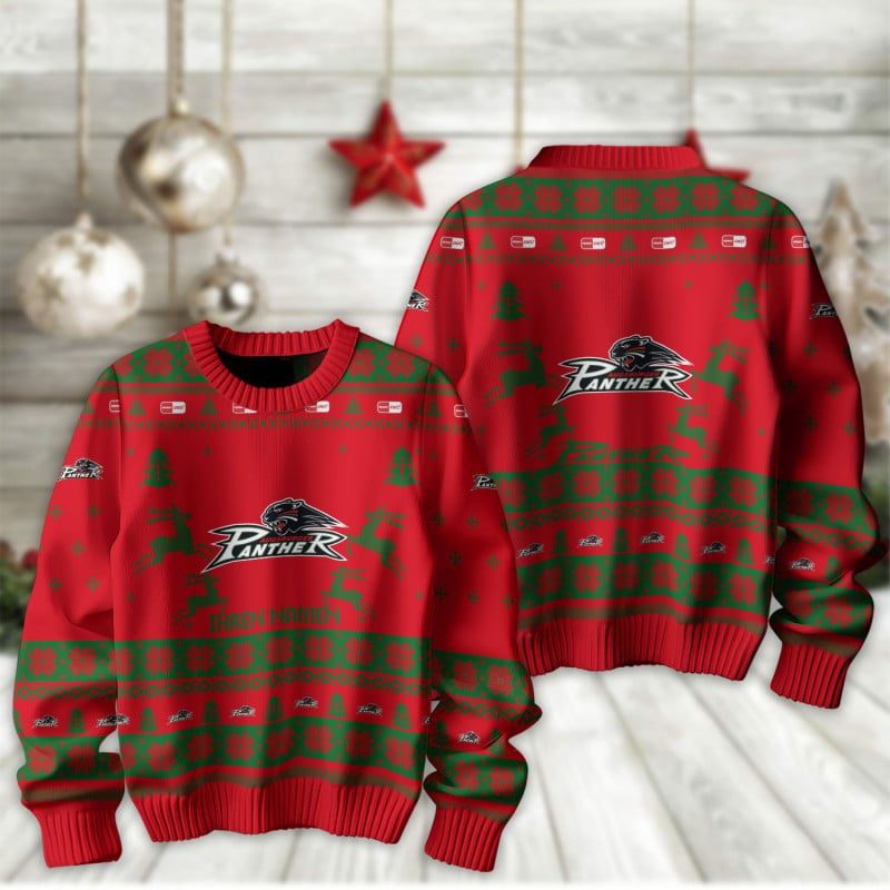 Augsburger Panther Fan Edition Weihnachtspullover im neuen Design - Individueller Name