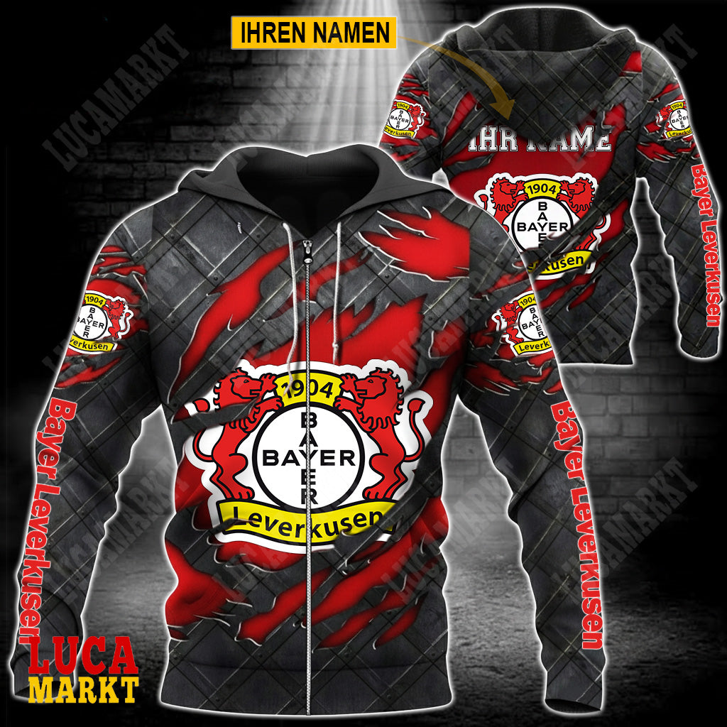 Bayer 04 Leverkusen - Reißverschluss-Hoodie Neue Edition mit Ihrem Namen