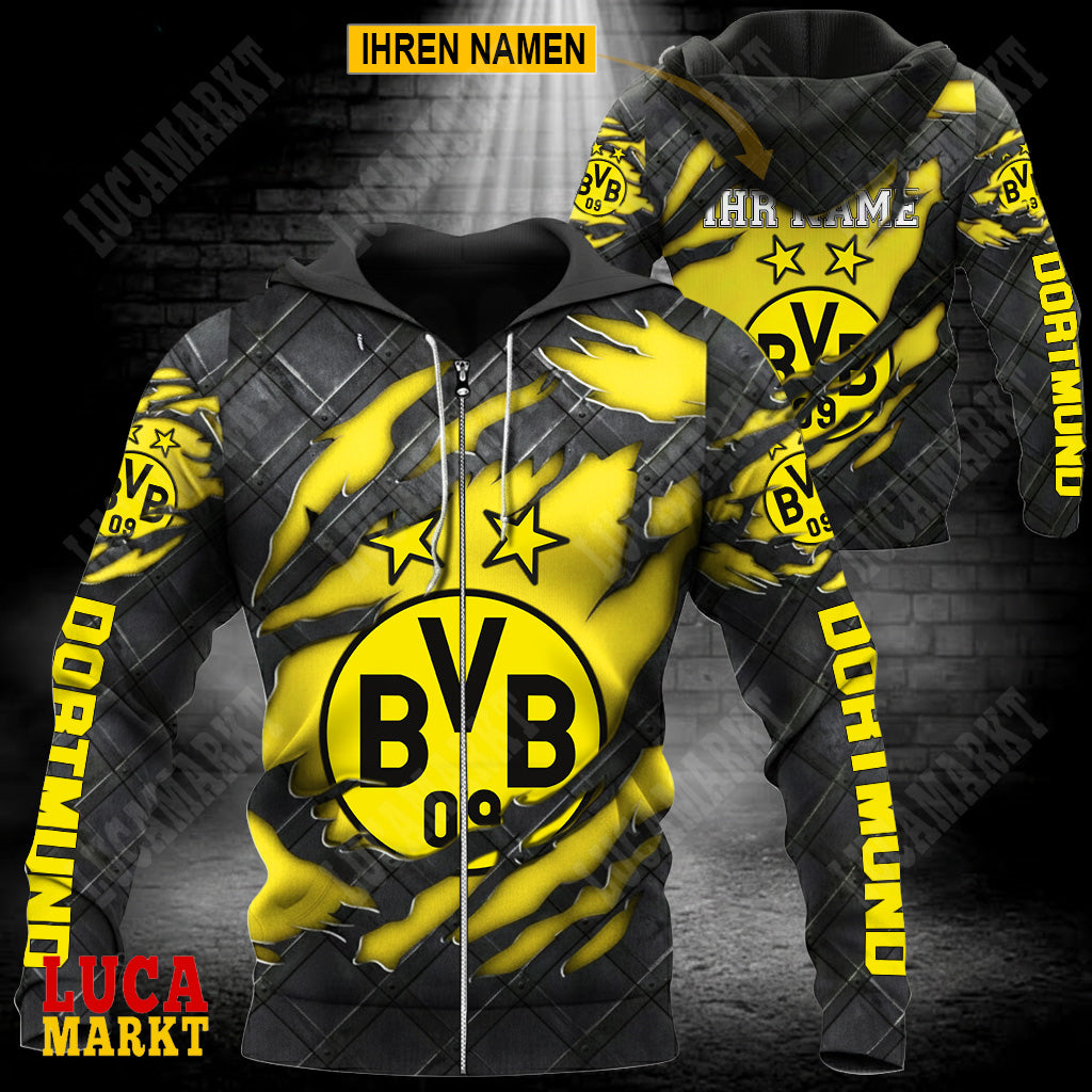 Borussia Dortmund - Reißverschluss-Hoodie Neue Edition mit Ihrem Namen