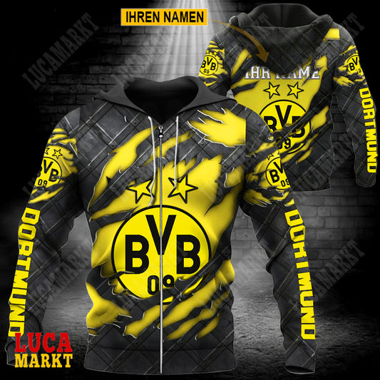 Borussia Dortmund - Reißverschluss-Hoodie Neue Edition mit Ihrem Namen