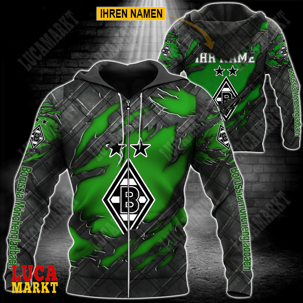 Borussia Mönchengladbach - Reißverschluss-Hoodie Neue Edition mit Ihrem Namen