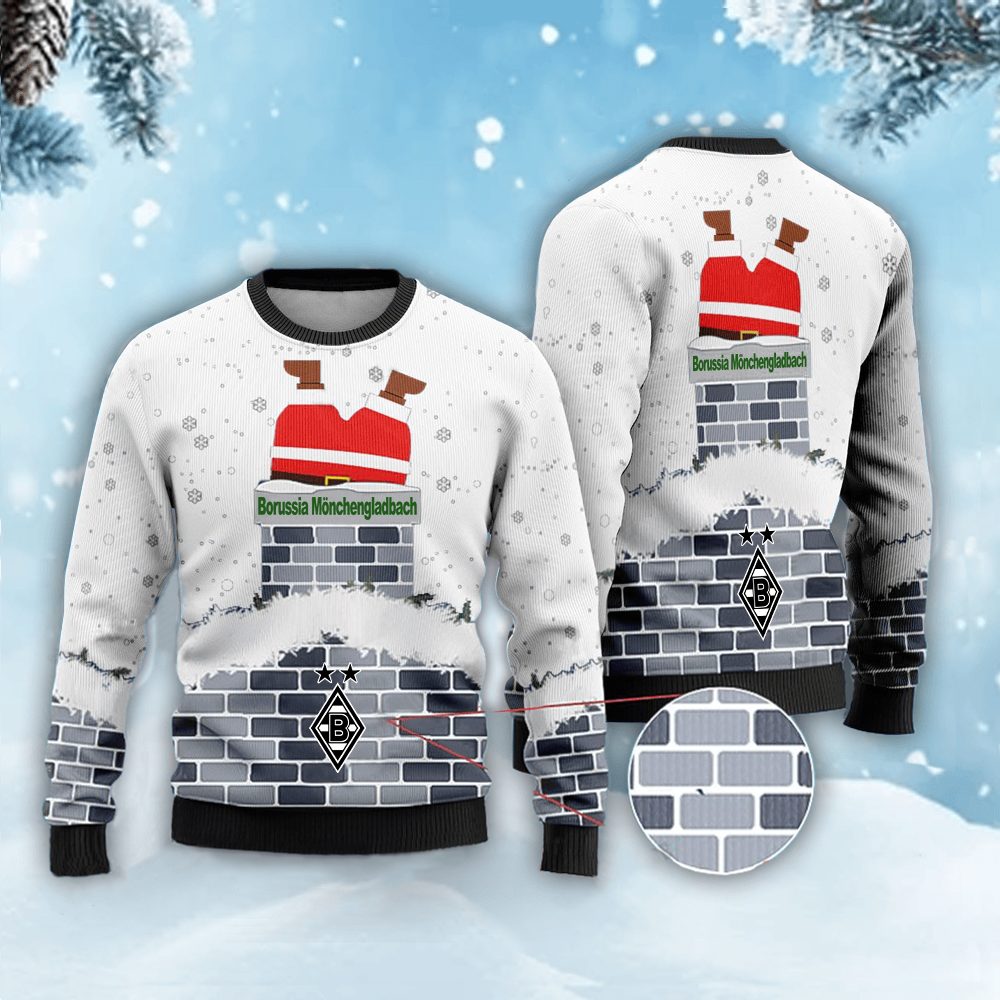 Neues Modell: Borussia Mönchengladbach Weihnachtspullover mit Weihnachtsmann-Motiv