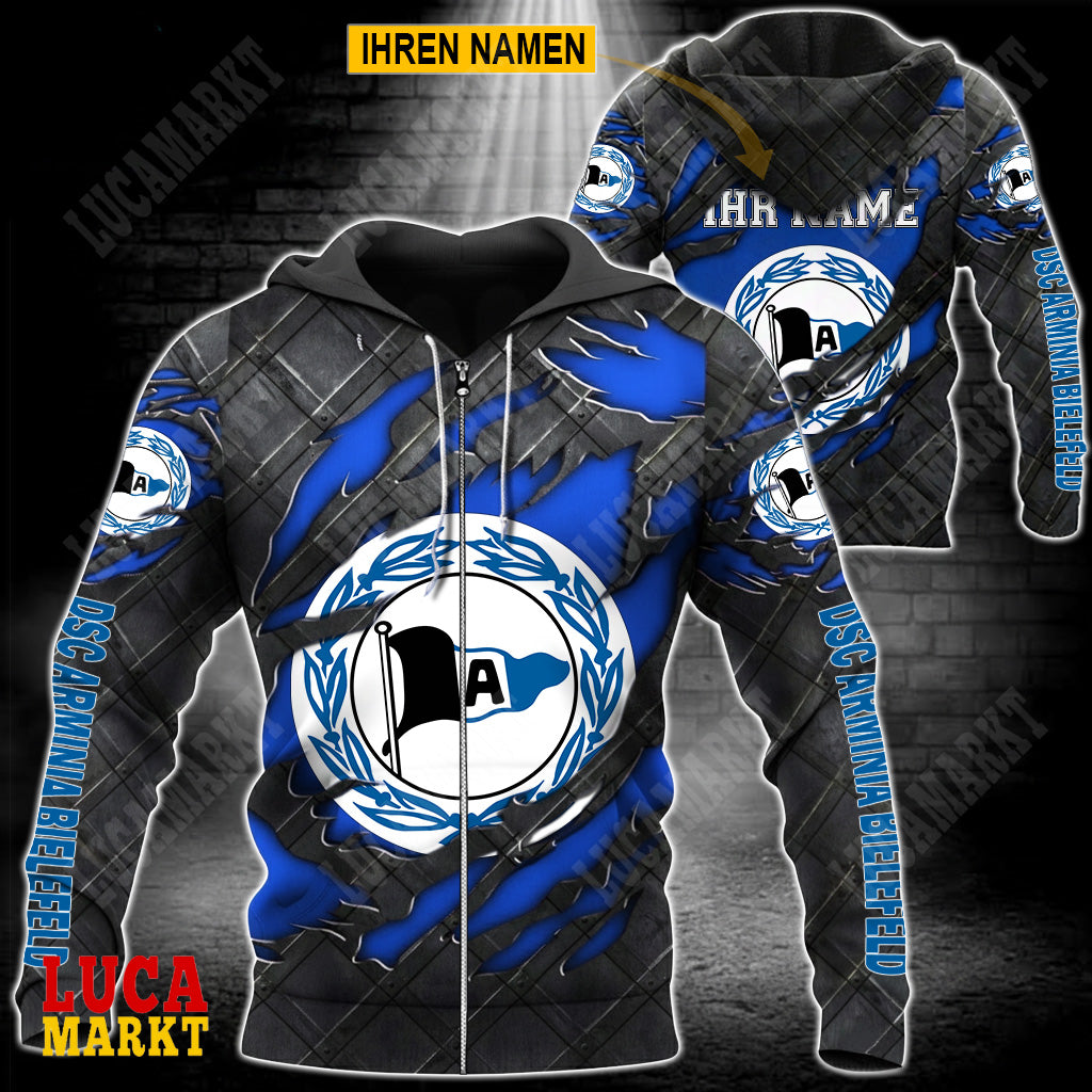 DSC Arminia Bielefeld - Reißverschluss-Hoodie Neue Edition mit Ihrem Namen