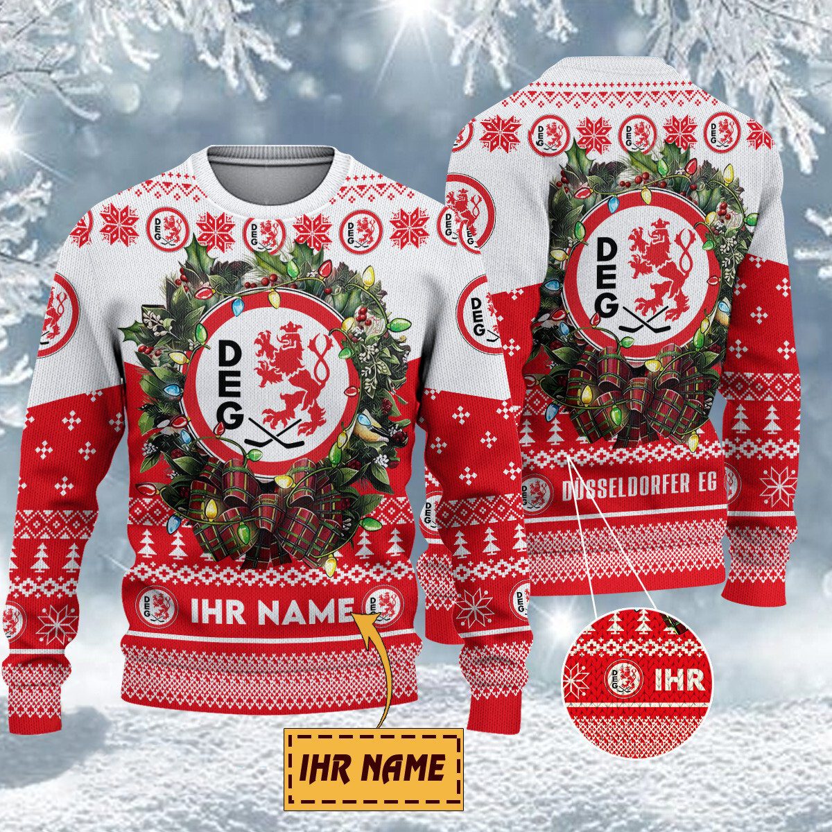 Düsseldorfer EG Special Edition Weihnachtspullover - Individueller Name