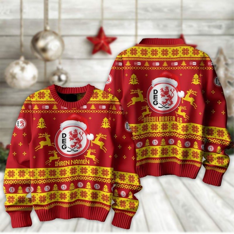 Düsseldorfer EG Fan Edition Weihnachtspullover im neuen Design - Individueller Name