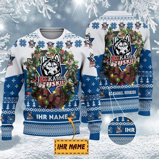 EC Kassel Huskies Special Edition Weihnachtspullover - Individueller Name
