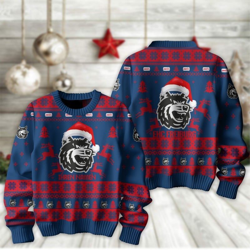 EHC Freiburg Fan Edition Weihnachtspullover im neuen Design - Individueller Name