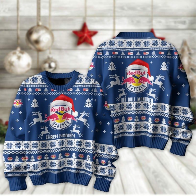 EHC Red Bull München Fan Edition Weihnachtspullover im neuen Design - Individueller Name