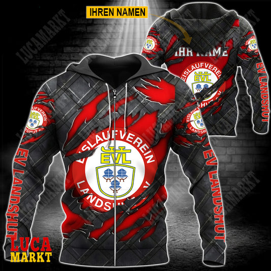 EV Landshut - Reißverschluss-Hoodie Neue Edition mit Ihrem Namen