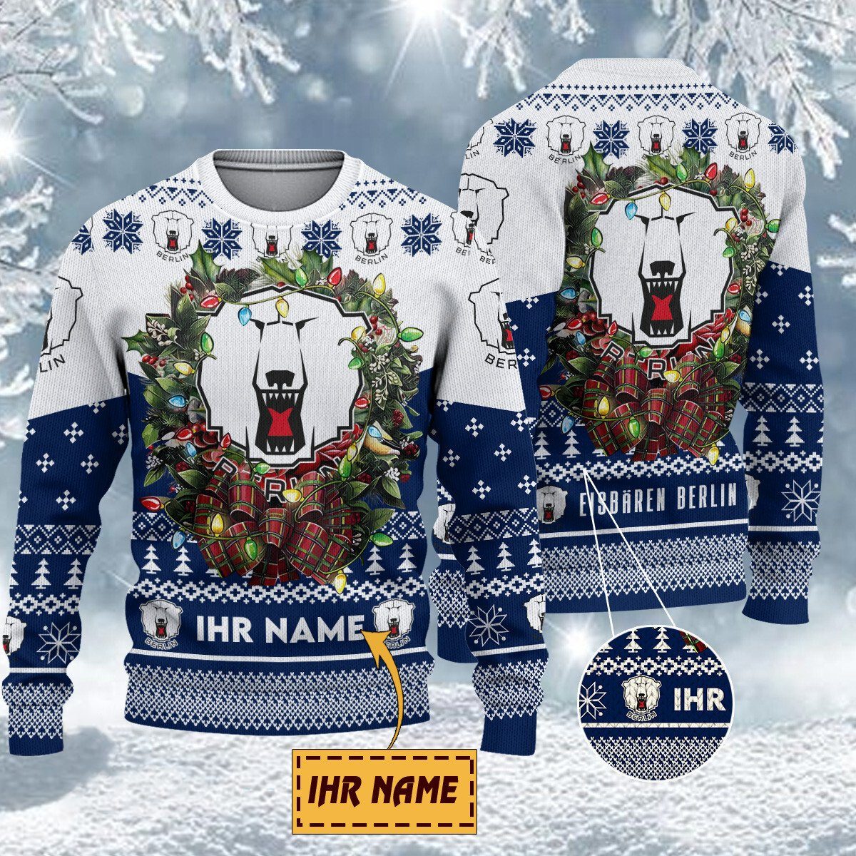 Eisbären Berlin Special Edition Weihnachtspullover - Individueller Name