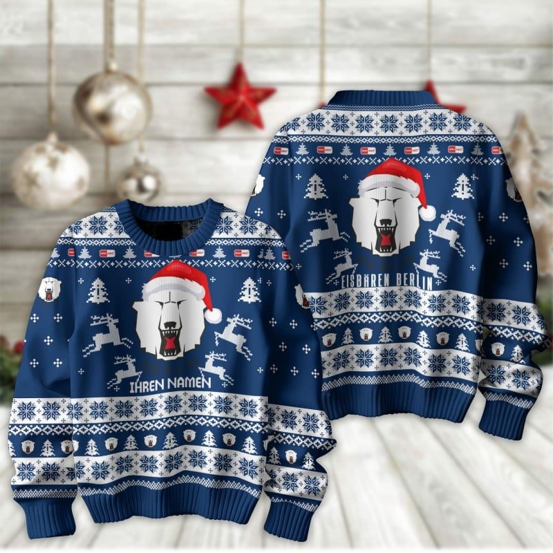 Eisbären Berlin Fan Edition Weihnachtspullover im neuen Design - Individueller Name