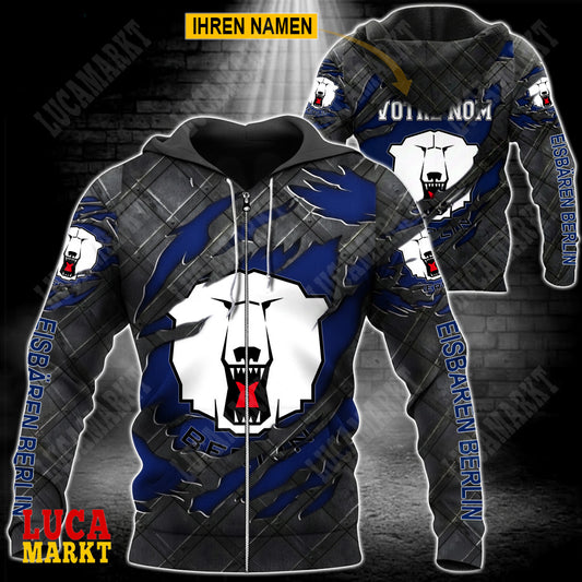 Eisbären Berlin - Reißverschluss-Hoodie Neue Edition mit Ihrem Namen