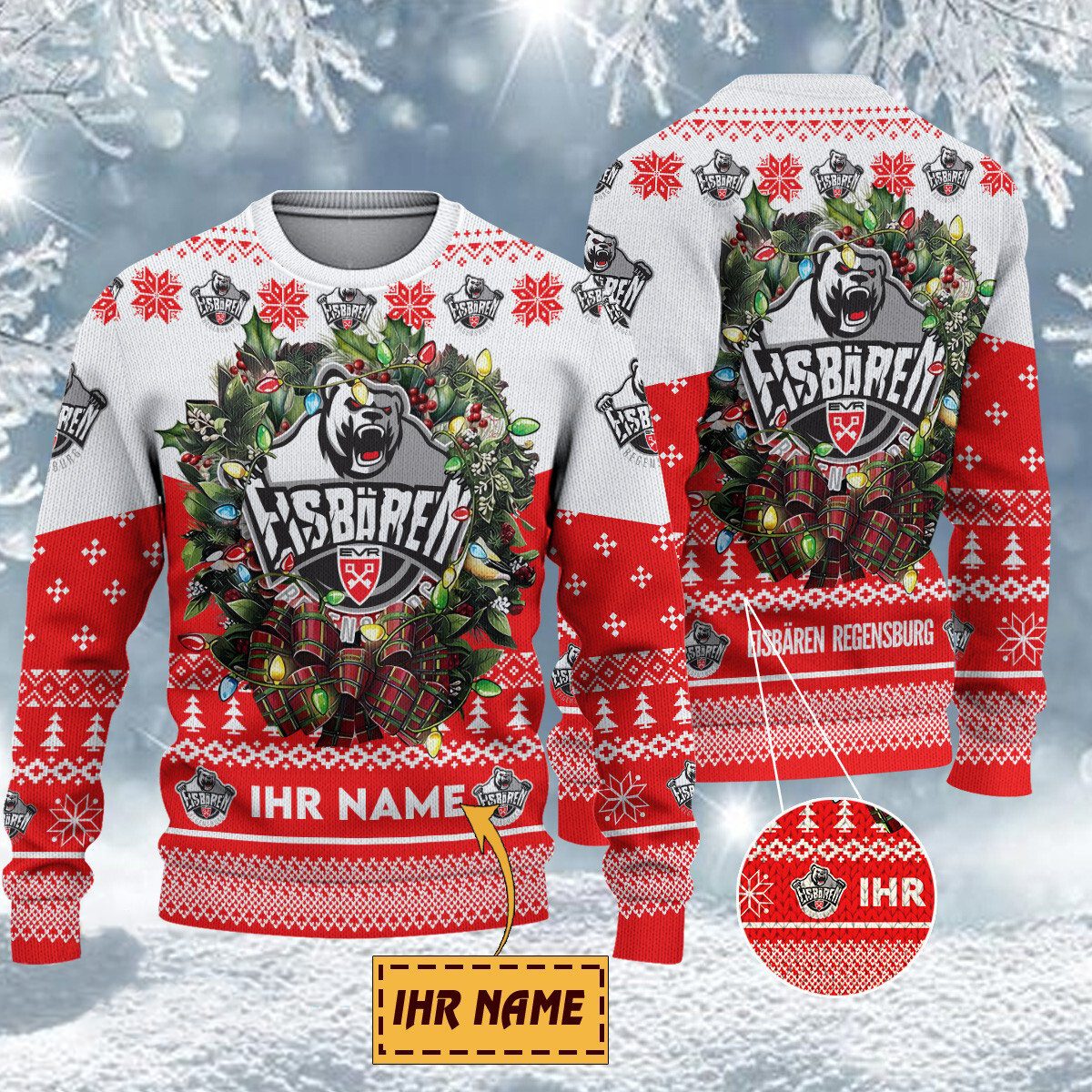 Eisbären Regensburg Special Edition Weihnachtspullover - Individueller Name