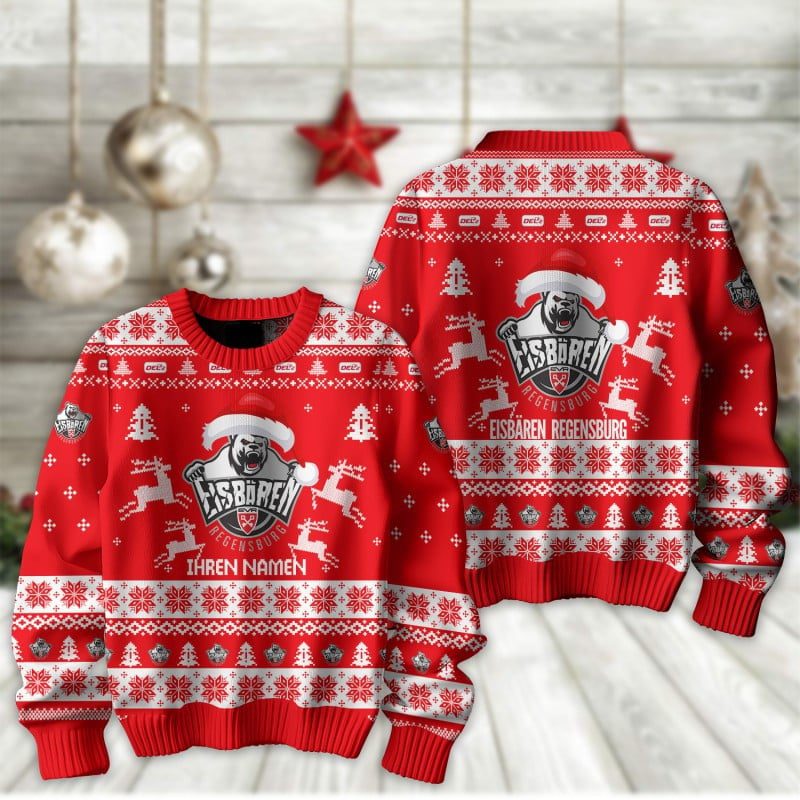 Eisbären Regensburg Fan Edition Weihnachtspullover im neuen Design - Individueller Name