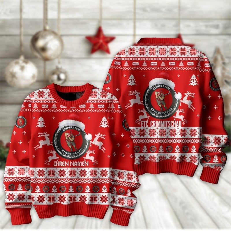 Eispiraten Crimmitschau Fan Edition Weihnachtspullover im neuen Design - Individueller Name