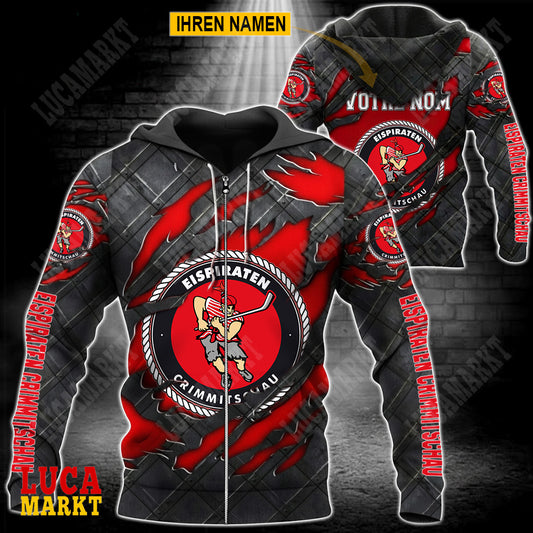Eispiraten Crimmitschau - Reißverschluss-Hoodie Neue Edition mit Ihrem Namen