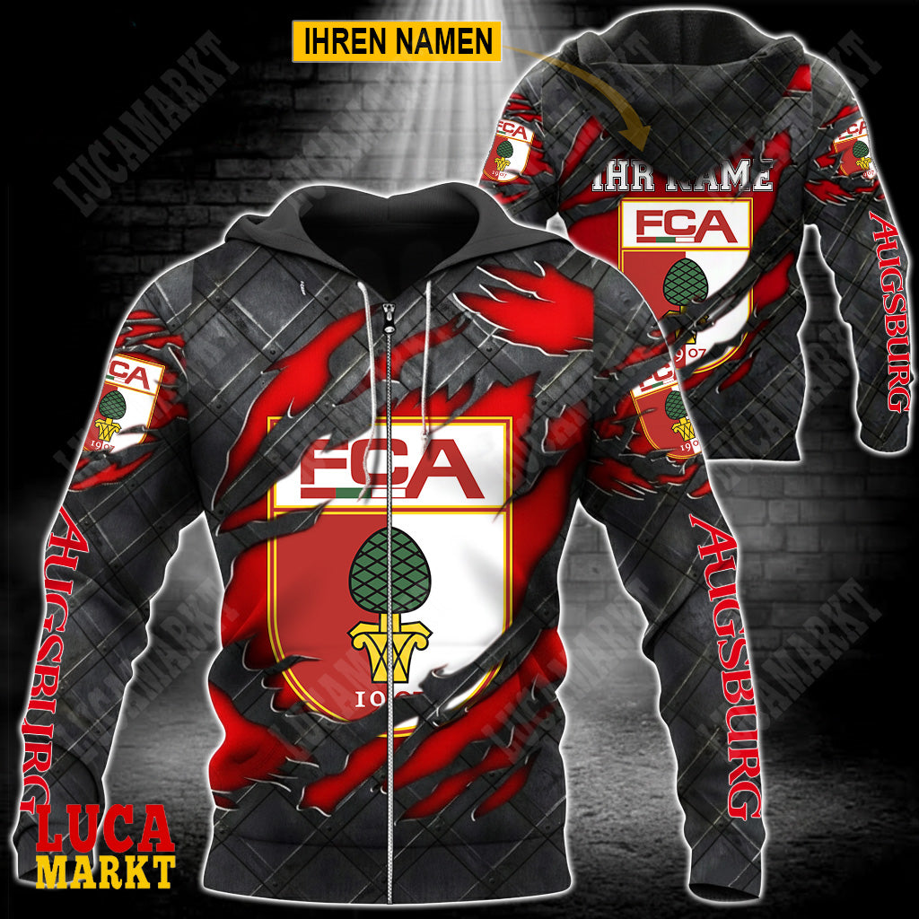 FC Augsburg - Reißverschluss-Hoodie Neue Edition mit Ihrem Namen