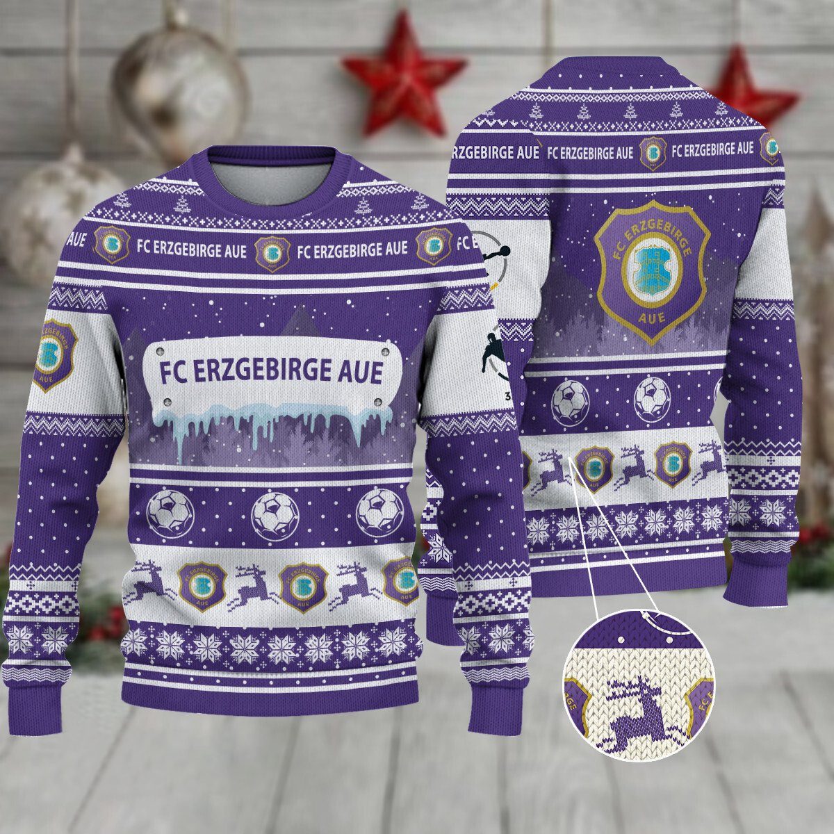 FC Erzgebirge Aue Weihnachtspullover im neuen Design