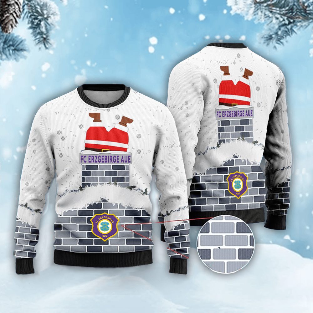 Neues Modell: FC Erzgebirge Aue Weihnachtspullover mit Weihnachtsmann-Motiv