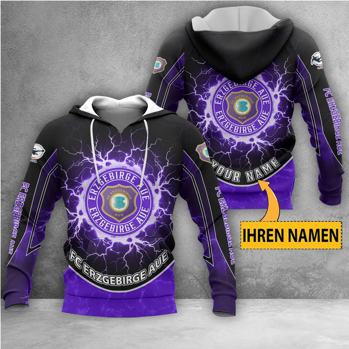 FC Erzgebirge Aue Individueller Name Neue Edition Kapuzenpullover