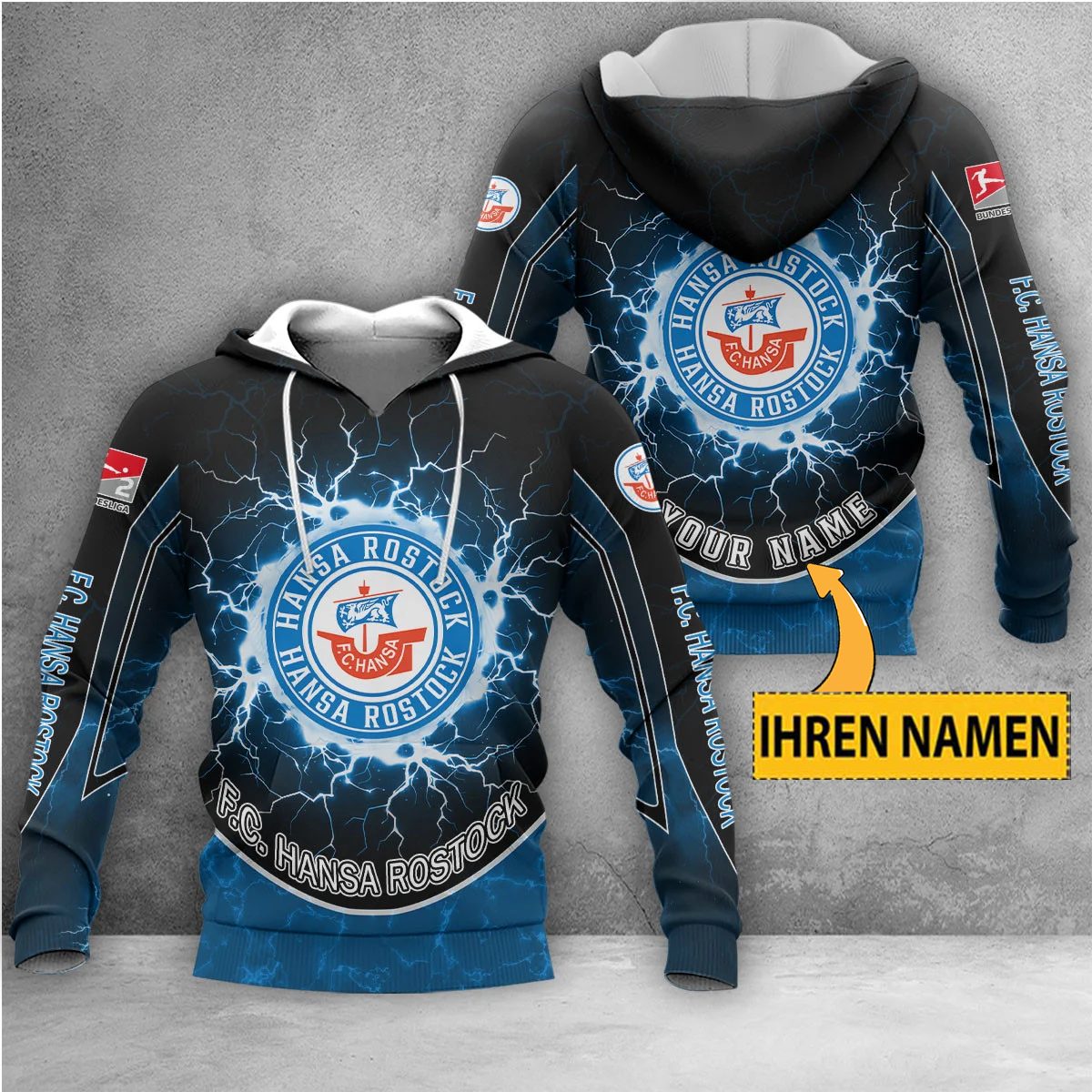FC Hansa Rostock Individueller Name Neue Edition Kapuzenpullover
