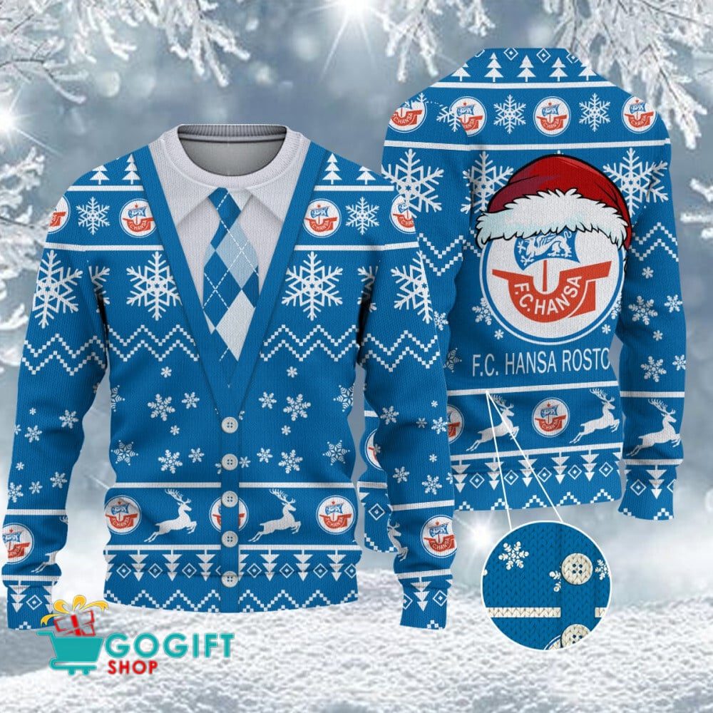 FC Hansa Rostock Neuer Stil Weihnachtspullover
