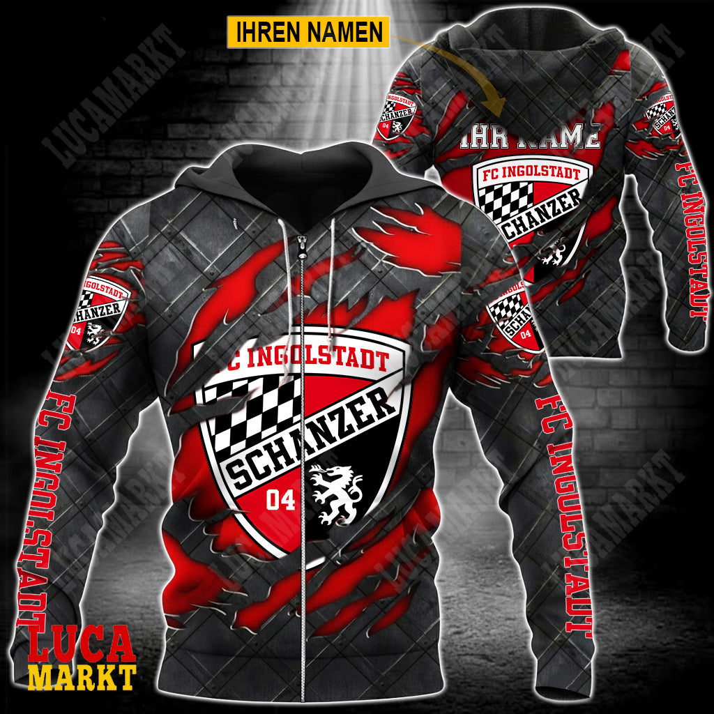 FC Ingolstadt 04 - Reißverschluss-Hoodie Neue Edition mit Ihrem Namen
