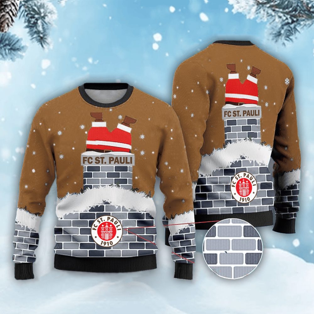 Neues Modell: FC St. Pauli Weihnachtspullover mit Weihnachtsmann-Motiv