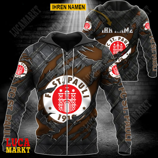 FC St. Pauli - Reißverschluss-Hoodie Neue Edition mit Ihrem Namen