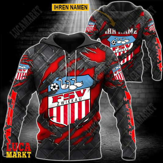 FSV Zwickau - Reißverschluss-Hoodie Neue Edition mit Ihrem Namen