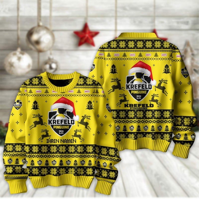 Krefeld Pinguine Fan Edition Weihnachtspullover im neuen Design - Individueller Name
