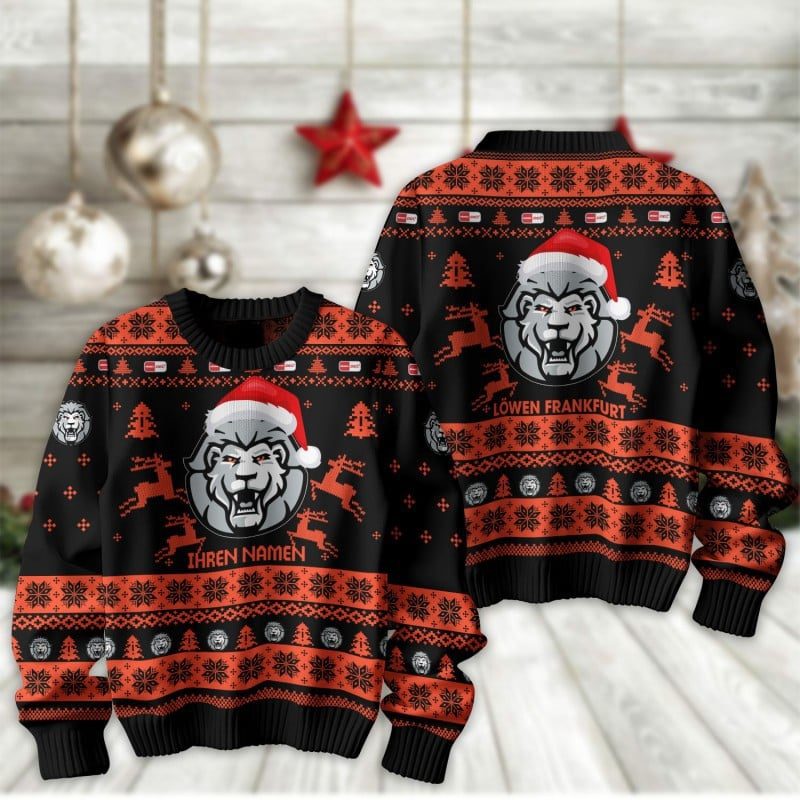 Löwen Frankfurt Fan Edition Weihnachtspullover im neuen Design - Individueller Name