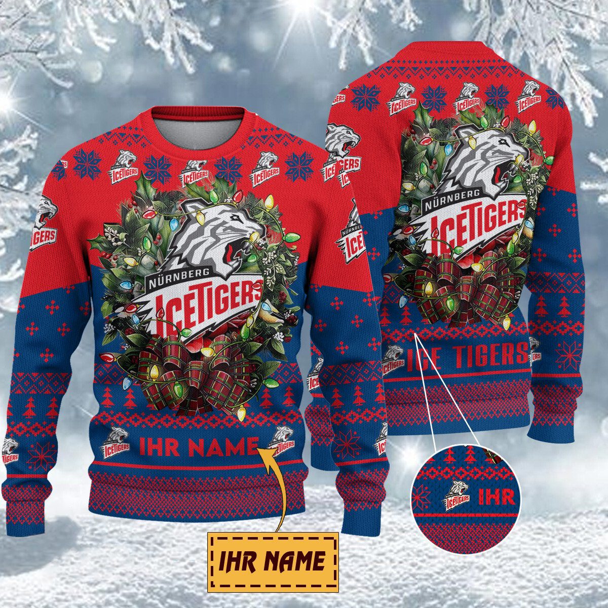 Nürnberg Ice Tigers Special Edition Weihnachtspullover - Individueller Name