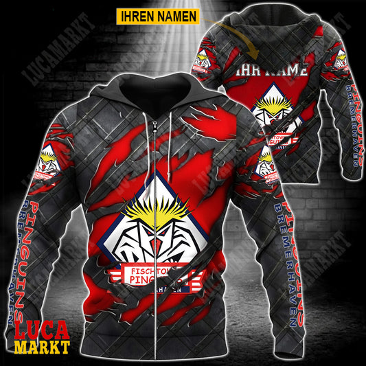 Pinguins Bremerhaven - Reißverschluss-Hoodie Neue Edition mit Ihrem Namen