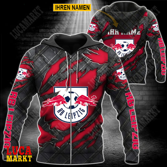 RB Leipzig - Reißverschluss-Hoodie Neue Edition mit Ihrem Namen