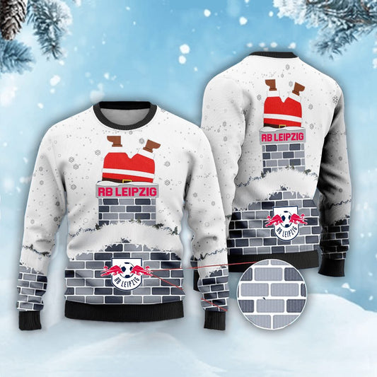 Neues Modell: RB Leipzig Weihnachtspullover mit Weihnachtsmann-Motiv