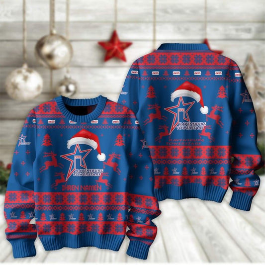 Ravensburg Towerstars Fan Edition Weihnachtspullover im neuen Design - Individueller Name