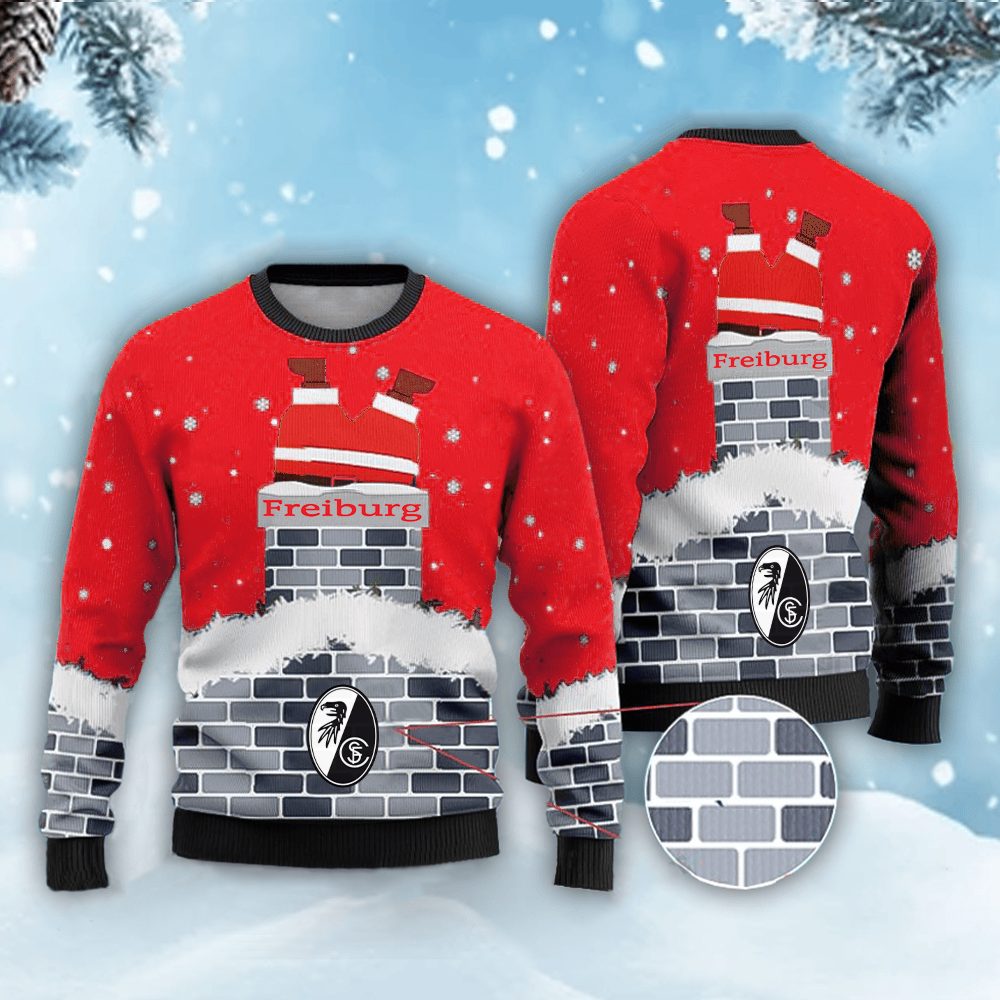 Neues Modell: SC Freiburg Weihnachtspullover mit Weihnachtsmann-Motiv