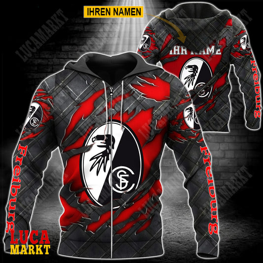 SC Freiburg - Reißverschluss-Hoodie Neue Edition mit Ihrem Namen